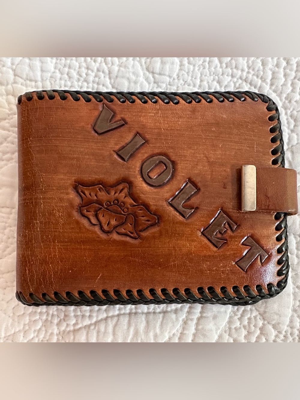 Women’s “Violet” Vintage Tooled Leather Wallet